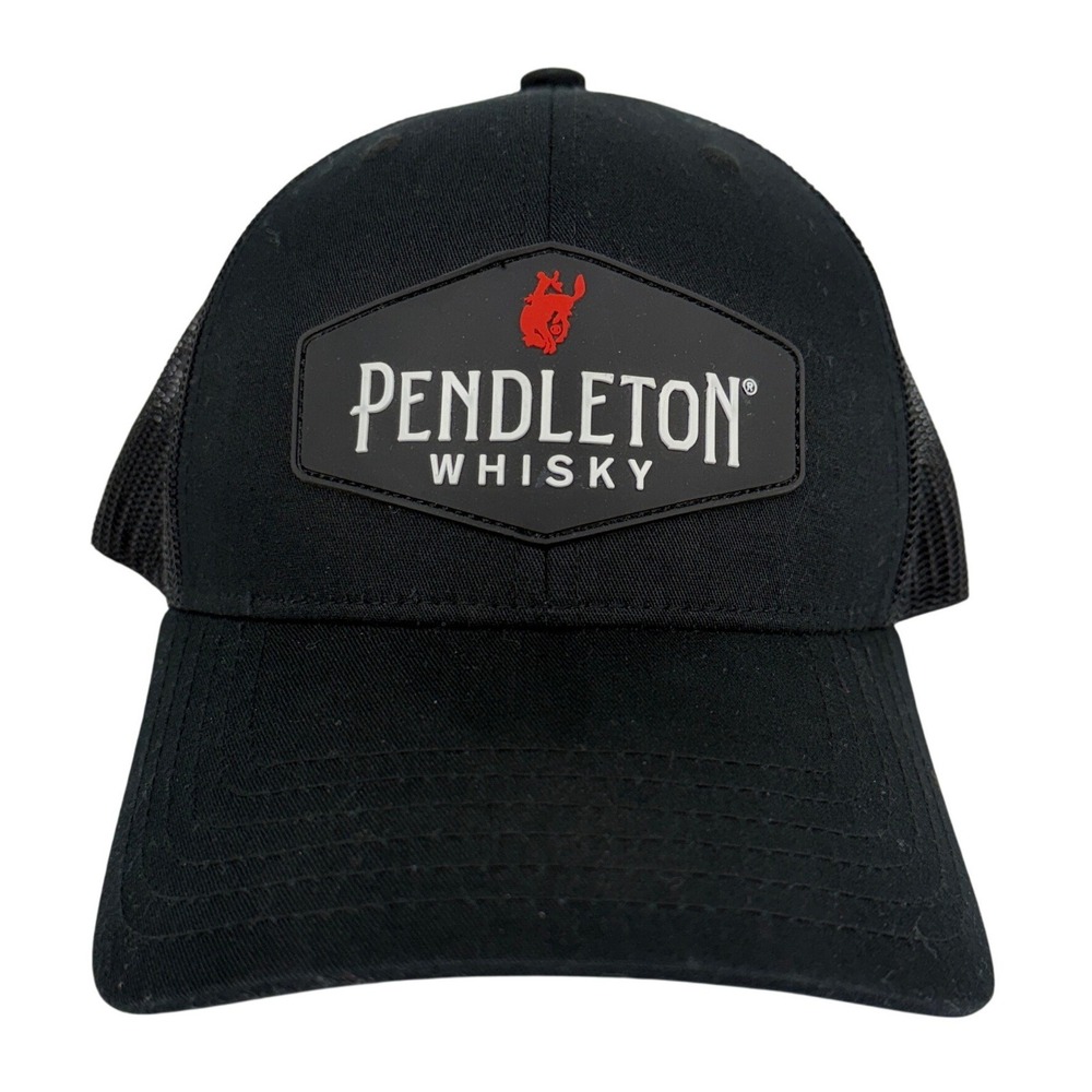 Pendleton Whisky Black Trucker Hat Mesh Back Snapback Leter Buck‎ Logo Cap